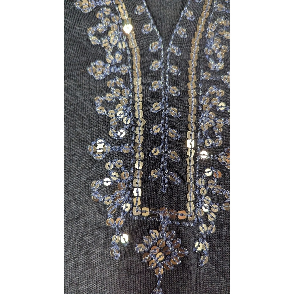 Calypso St Barth Women Dress Small 100% Linen Sequin Tassel Hem Coverup‎ - Picture 4 of 15